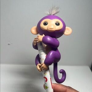 Purple Plush Monkey Doll with Friendly Face and Curled Tail